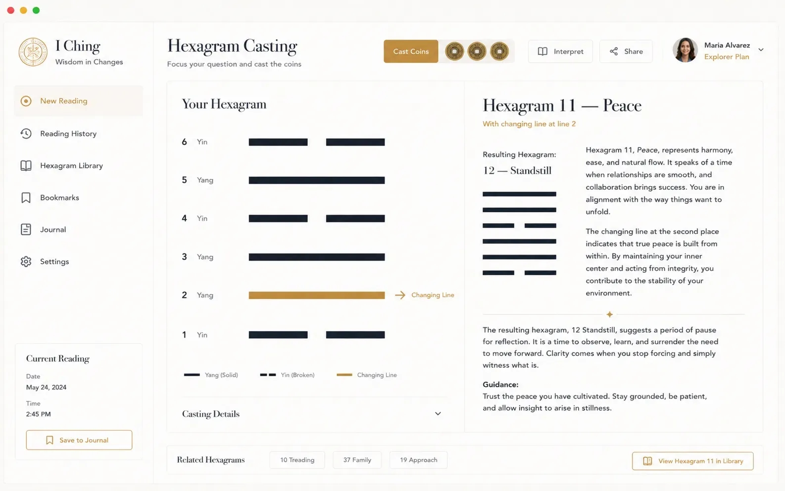 I Ching Hexagram Generator Widget